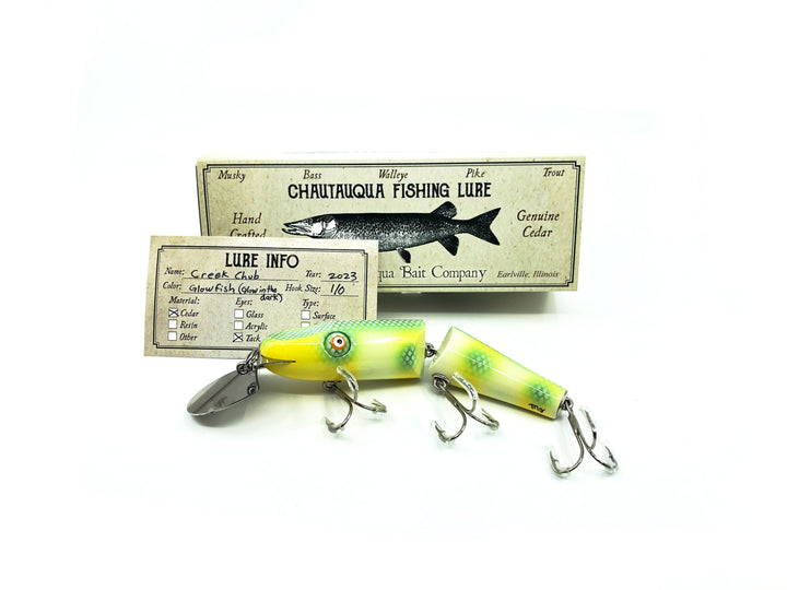 Chautauqua Jointed Creek Chub Lure in Glowfish (Glow in the Dark) PREMIUM Color