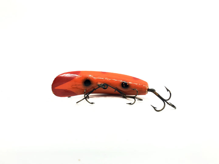 Vintage Helin Wooden Flatfish SPS Spinning Surface OB Orange Red Tip Black Stripe Color