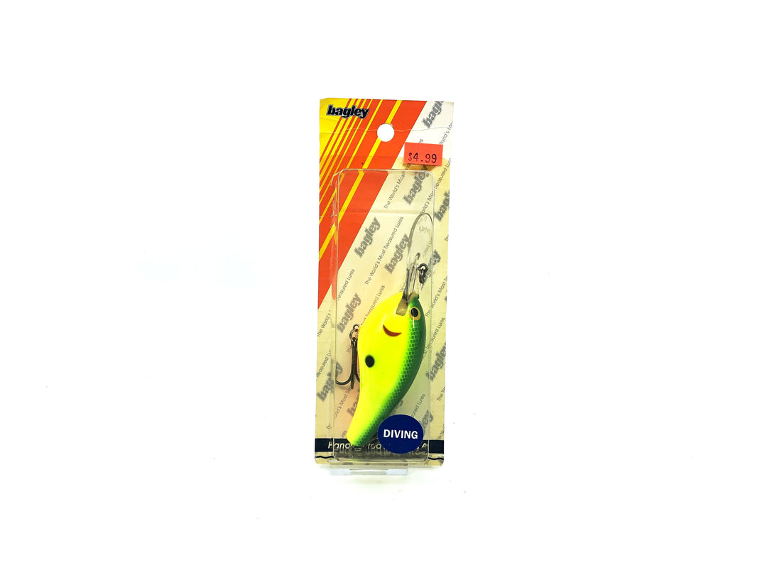 Bagley Diving B3 DB3-69 Green on Chartreuse Color New on Card Old Stock Florida Bait