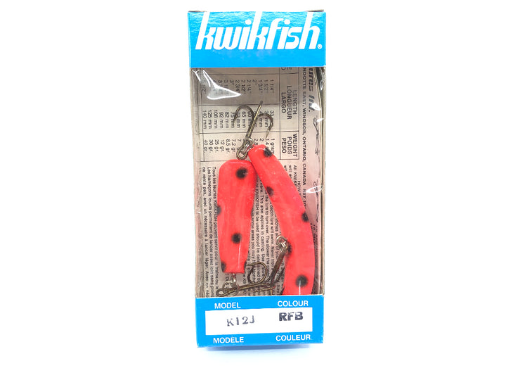 Pre Luhr-Jensen Kwikfish Jointed K12J RFB Red Fluorescent Black Spots Color New in Box Old Stock