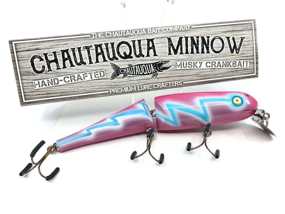 Jointed Chautauqua 8" Minnow Musky Lure Special Order Color "Pink Bolt"