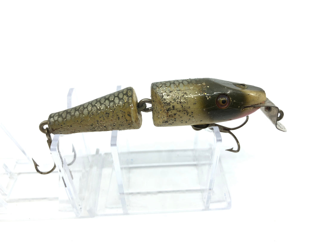 Creek Chub 2700 Baby Jointed Pikie Minnow in Silver Flash Color 2718 Wooden Lure Glass Eyes