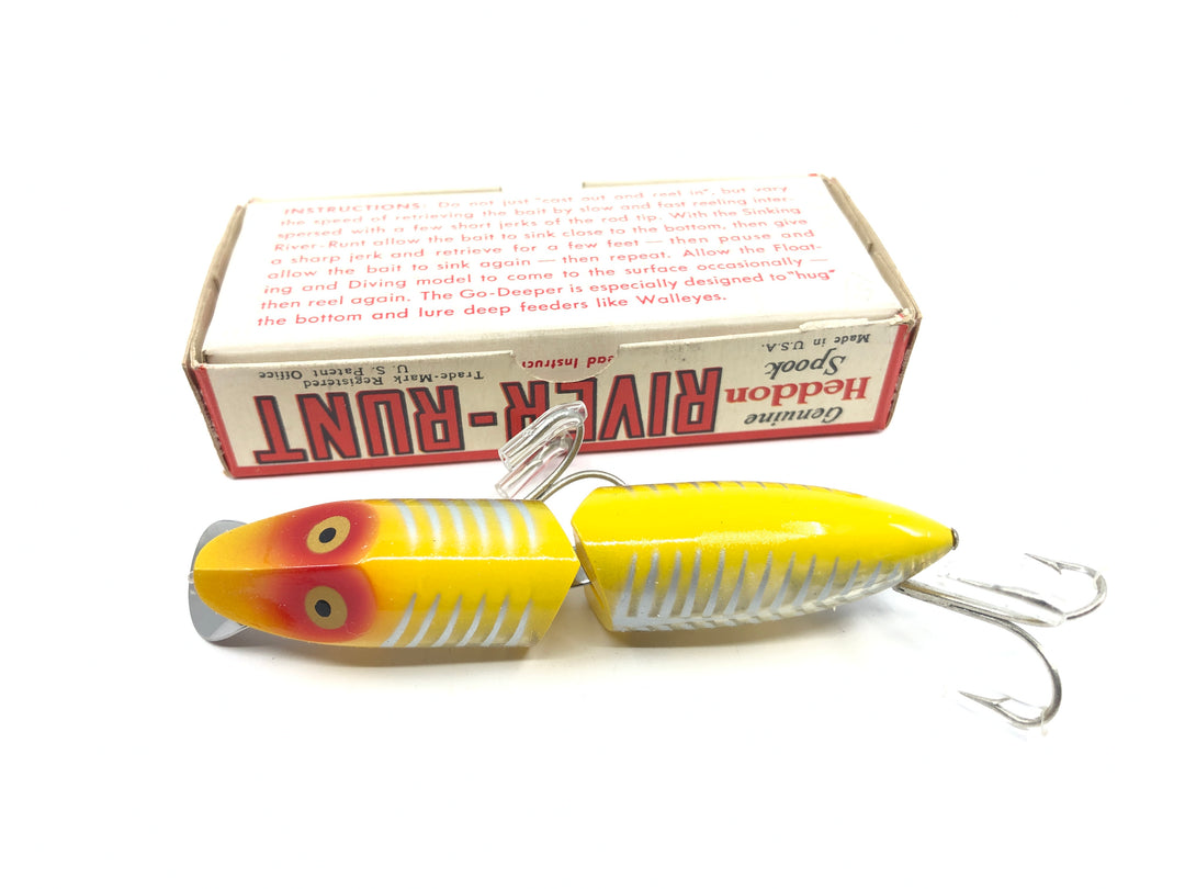Heddon Jointed Floating River Runt 9430 XRY Yellow Shore Color with Box and Insert