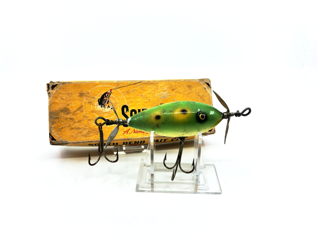 South Bend #962 Midget Surf Oreno, F Frog Color, With Box