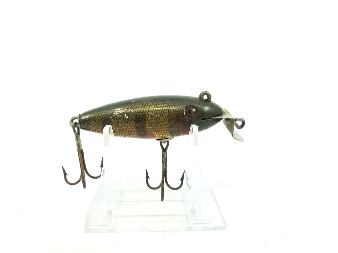 Creek Chub 200 Baby Wiggler in Perch Color 201 Wooden Lure Glass Eyes