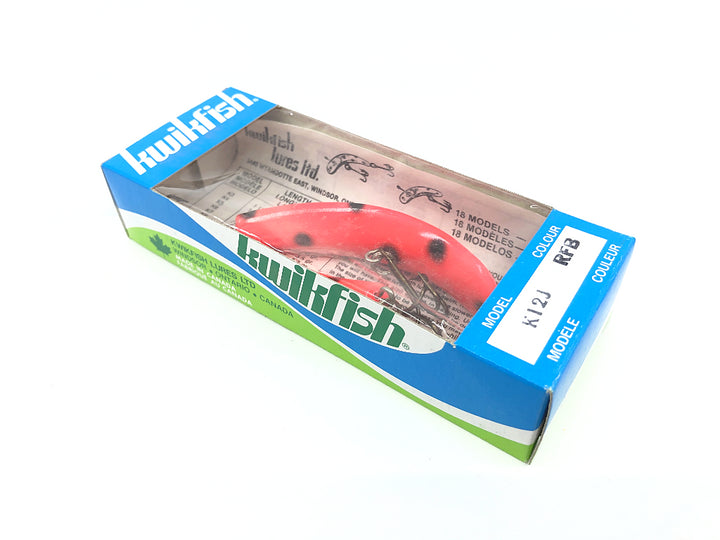 Pre Luhr-Jensen Kwikfish Jointed K12J RFB Red Fluorescent Black Spots Color New in Box Old Stock