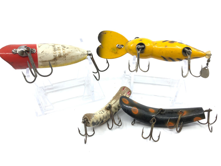 Lot of Four Vintage Lures Heddon Lazy Ike and More