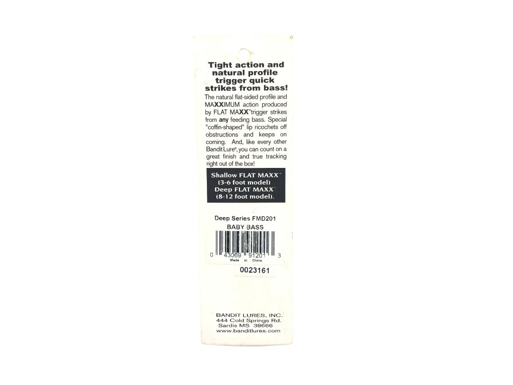 Bandit Flat Maxx Deep Series FMD201 Baby Bass Color New on Card