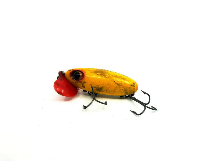 Arbogast Plastic White Lip Jitterbug 1940's WWII Era Yellow Color - War Bug!
