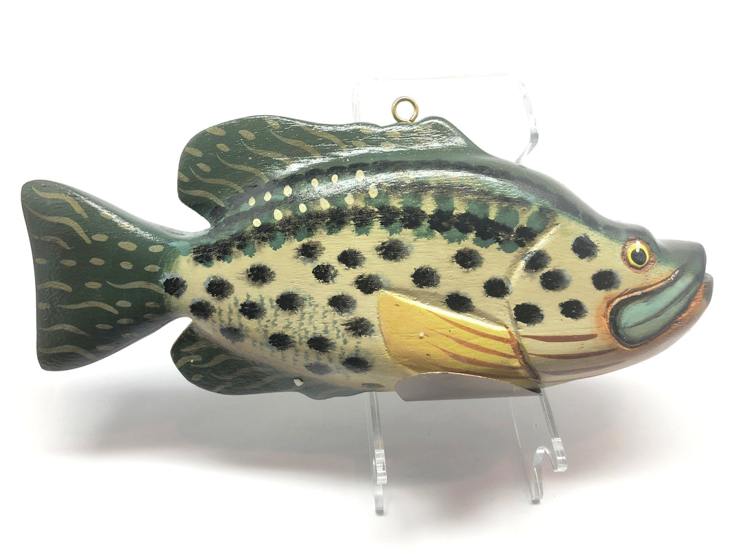 Large Fish Decoy Hand Carved Bass 8" Long Folk Art