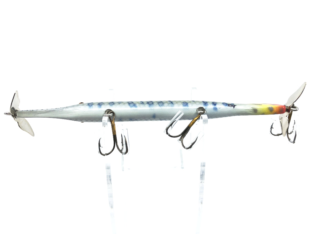 Chautauqua 6" Glass Eye Wooden Topwater Pencil Gar with Tail Lure Spotted Gar Color