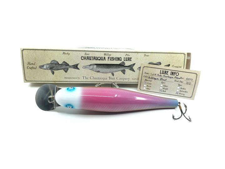 Solid Body Chautauqua 8" Minnow Musky Lure Bubblegum Blast Color