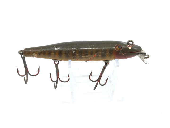 Creek Chub 700 Pikie Minnow Glass Eyes Double Line Tie Pikie Color Wooden Lure