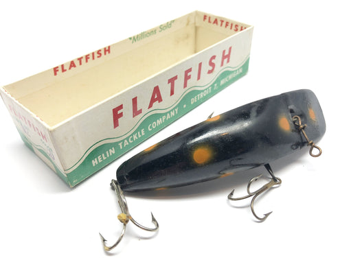 Helin Vintage M2 Musky Flatfish Black with Orange Dots Color with Box