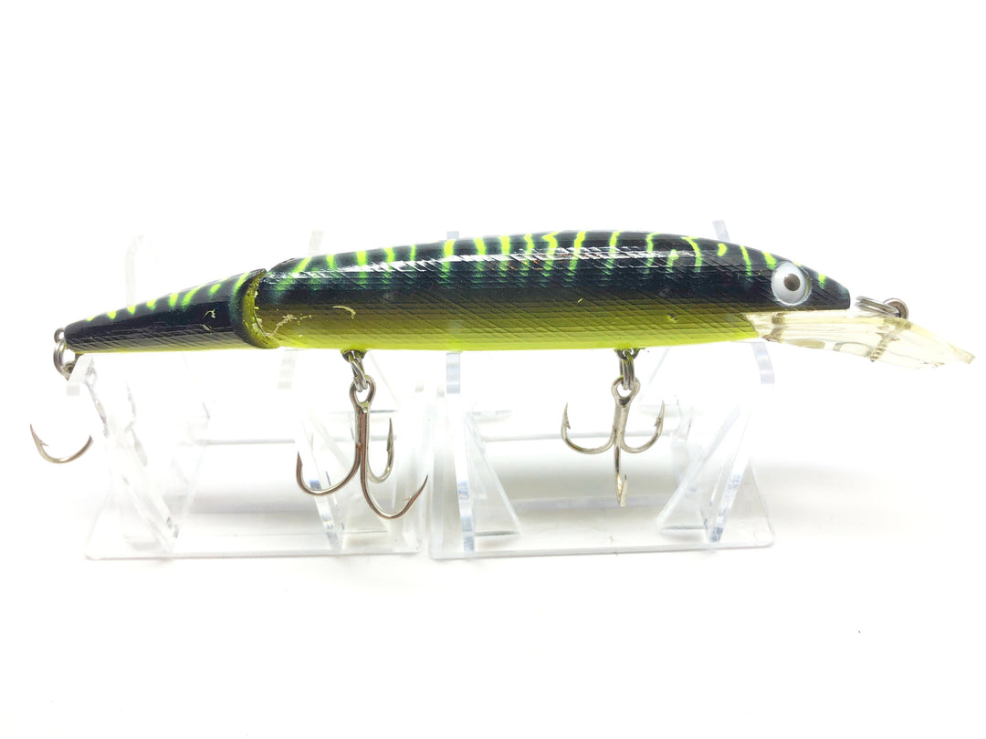 Vintage Rebel Fastrac Jointed Minnow Black Lime Green Tiger Stripes Color