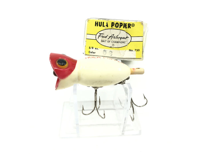 Vintage Arbogast Hula Popper Red and White Color with Box