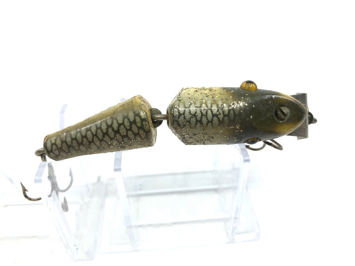 Creek Chub 2700 Baby Jointed Pikie Minnow in Silver Flash Color 2718 Wooden Lure Glass Eyes