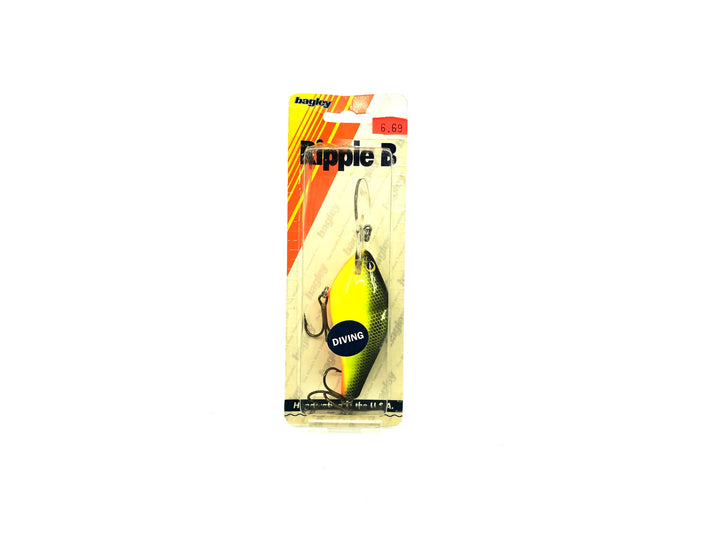 Bagley Diving Ripple B3 DRB3-09 Black on Chartreuse Color New on Card Old Stock