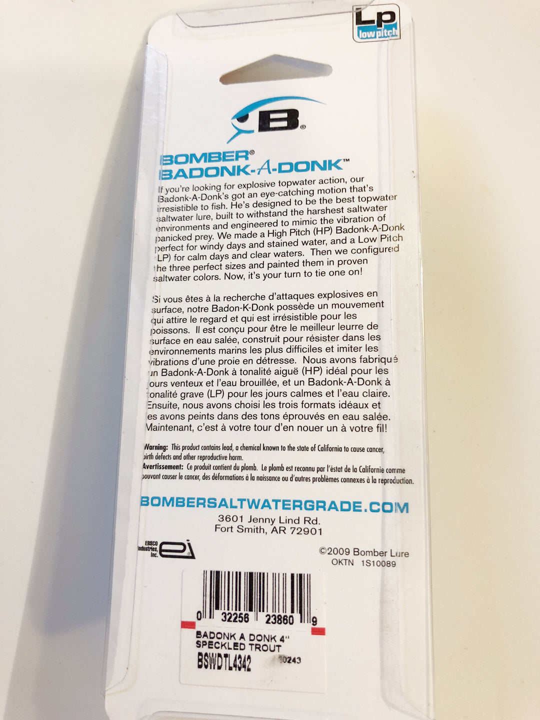 Bomber Badonk-A-Donk New on Card Speckled Trout Color