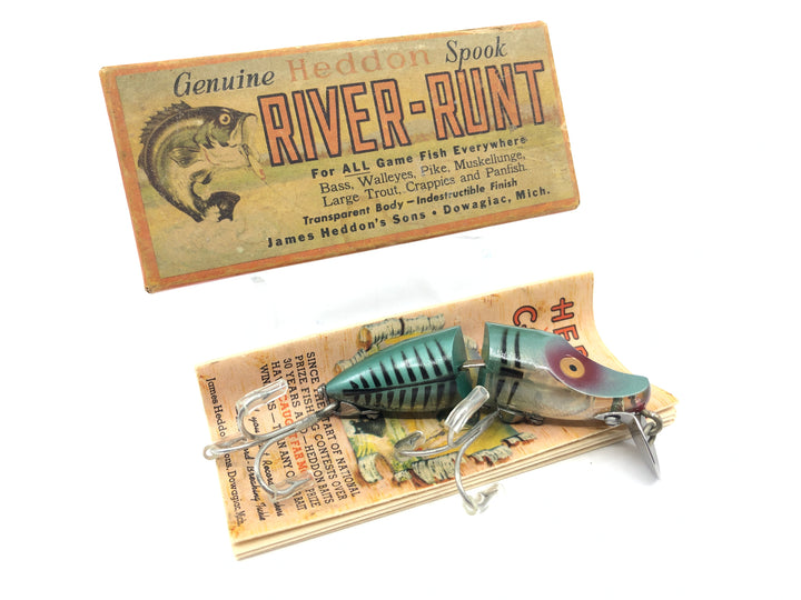 Heddon Jointed River Runt 9330 XRG Green Shore Minnow Color with Box and Catalog