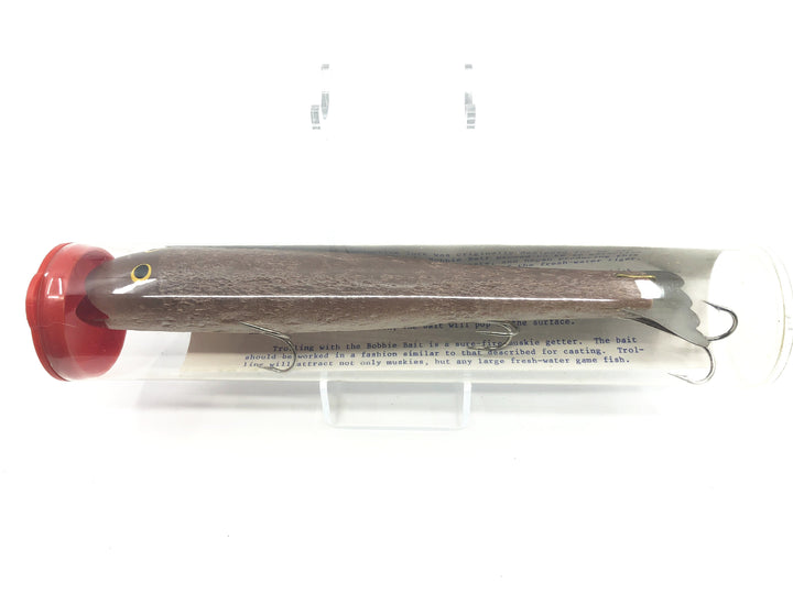 Vintage Bobbie Bait Musky Lure New in Tube Brown and White Color
