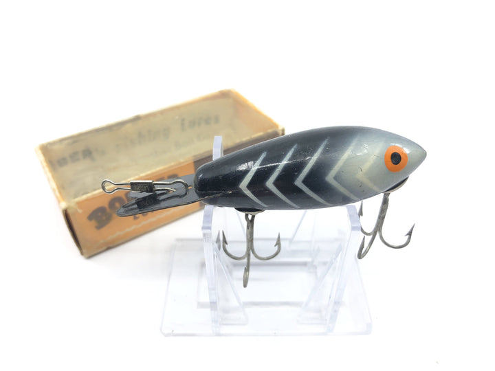 Vintage Wooden Bomber Lure 414 Black Ribs with Box