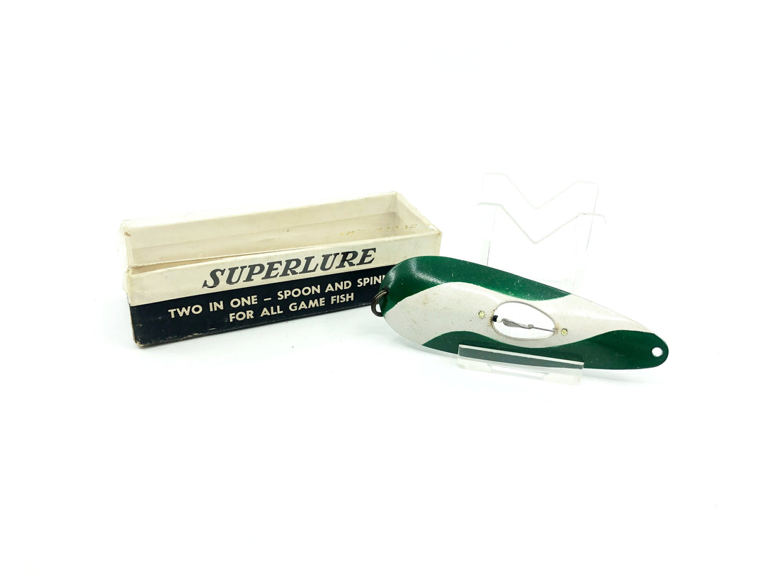 Superlure Co., Superlure Spoon, White/Green Color with Box and Paperwork