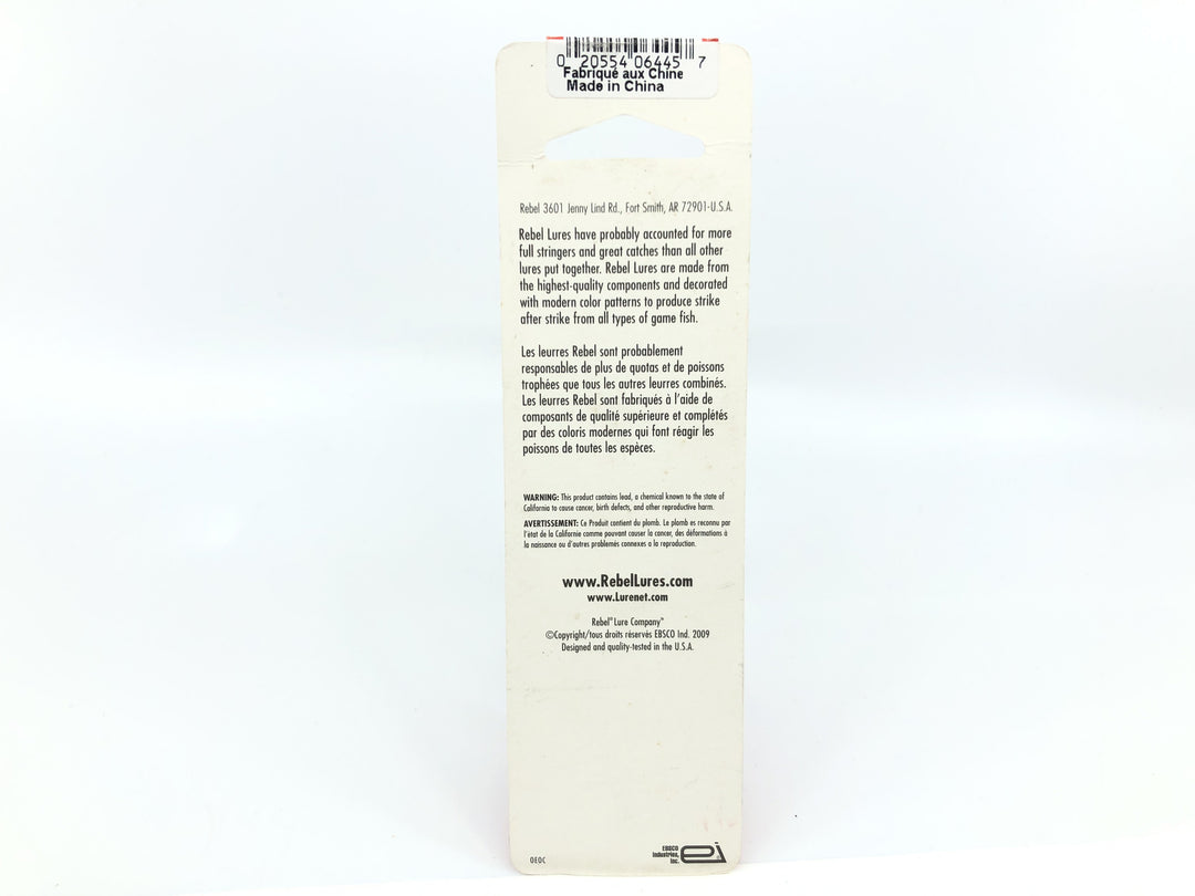 Rebel Minnow Silver with Black Back 4 1/2" New on Card