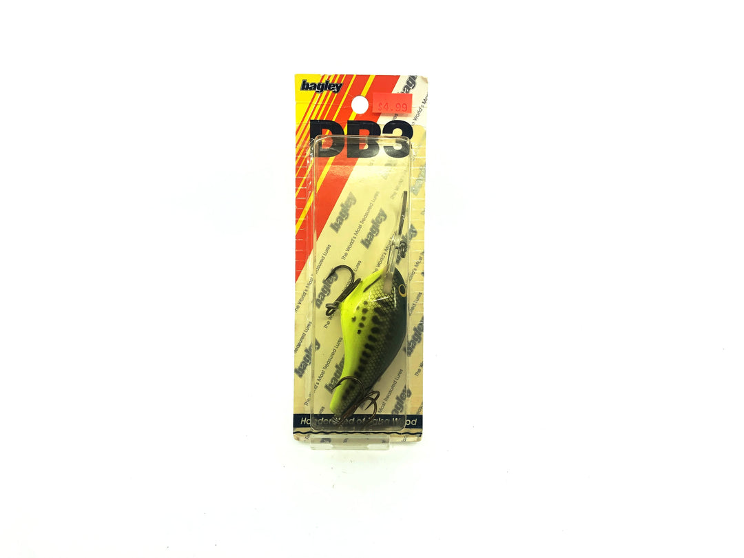 Bagley Diving B3 DB3-LB9 Little Bass/Chartreuse Color New on Card Old Stock Florida Bait