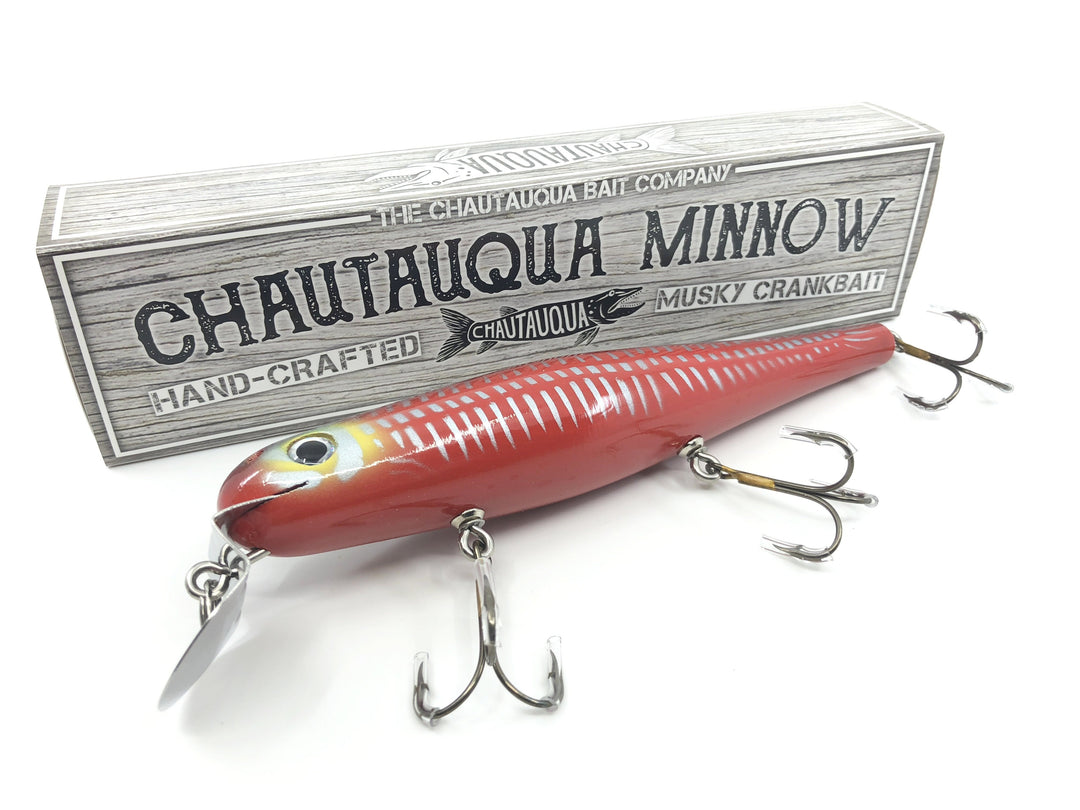 Chautauqua 8" Minnow Musky Lure Special Order Color "Red Shore"