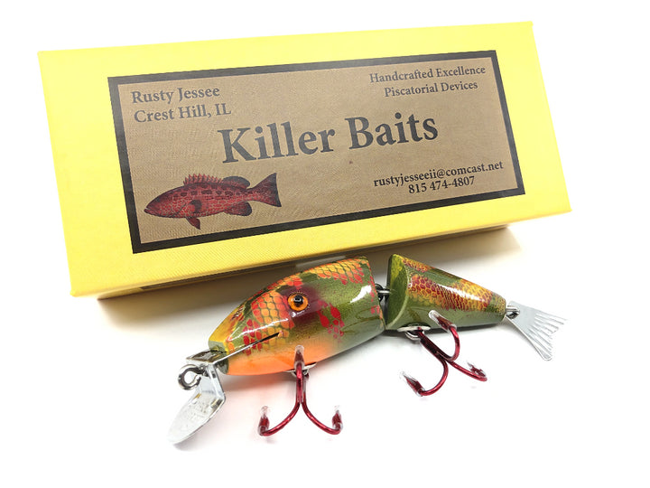Rusty Jessee Killer Baits Creek Chub Wigglefish Orange Green Snake Skin Color