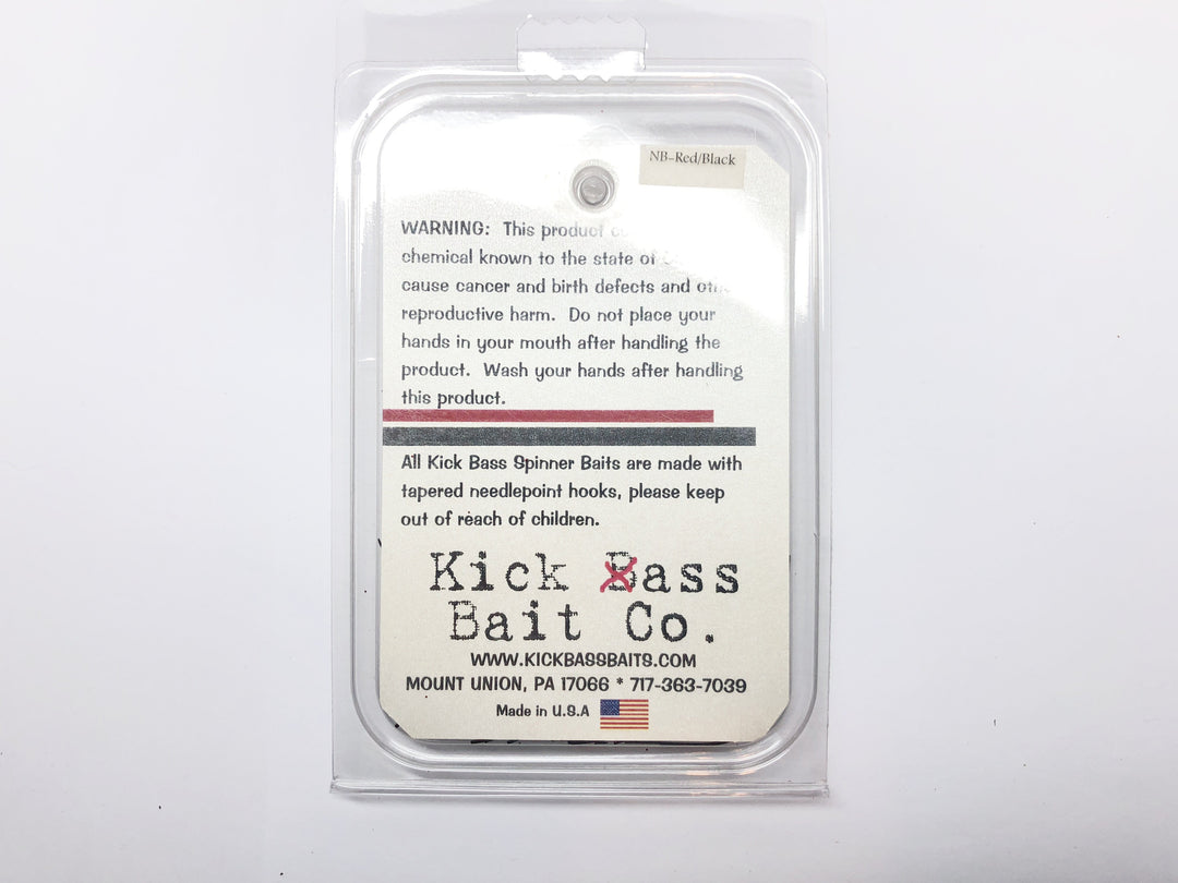 Kick Bass Bait Co 3/8 oz Spinnerbait in NB Red Black Color