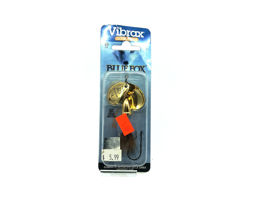 Vibrax Bluae Fox Double Spin Size 3 Spinner New on Card Gold/Brown Dressed