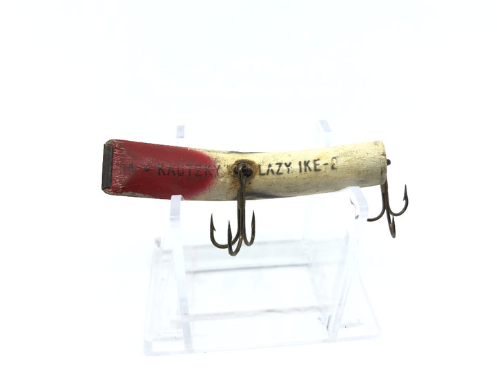 Vintage Kautzky Wooden Lazy Ike 2 White and Red Color Lure