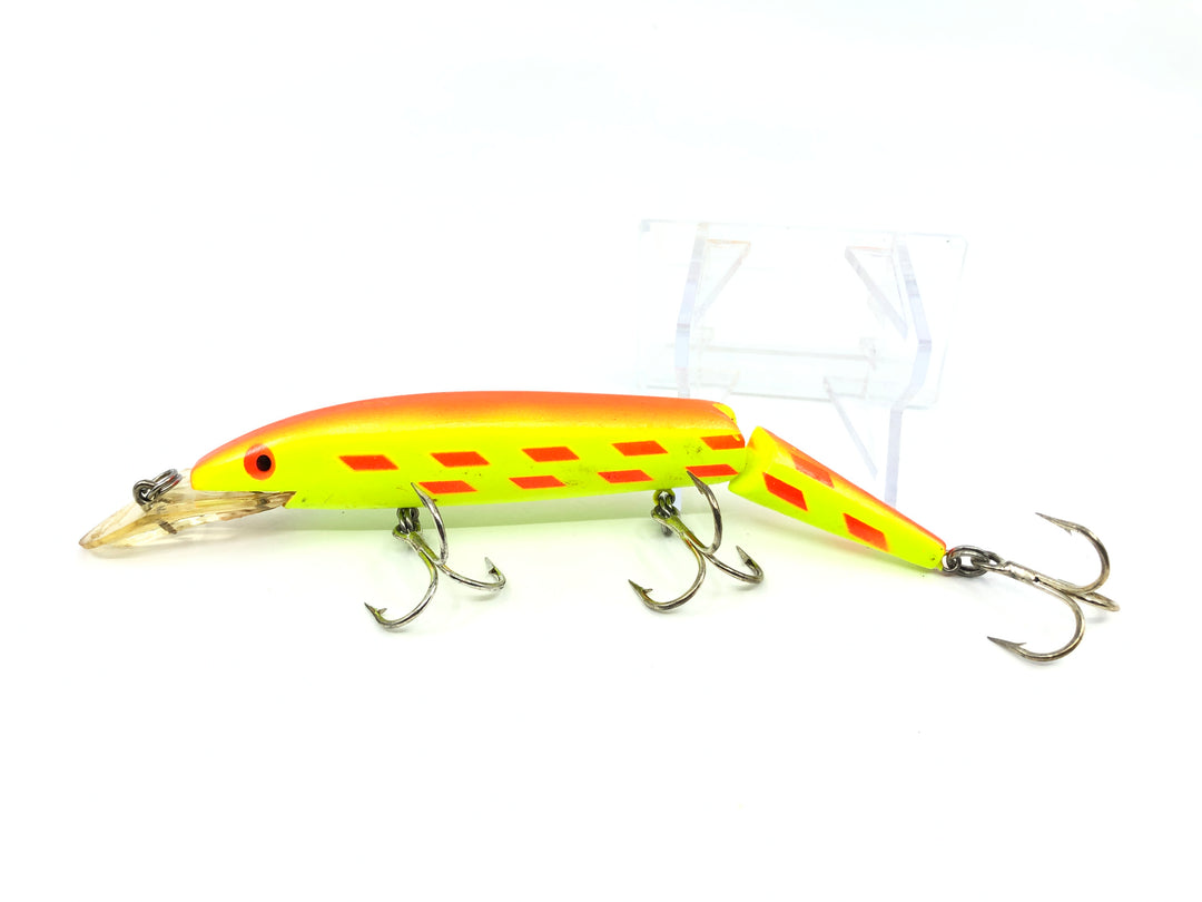 Rebel FTJ30SS Jointed Fastrac Minnow Color 92 Chartreuse Orange Back Orange Bars
