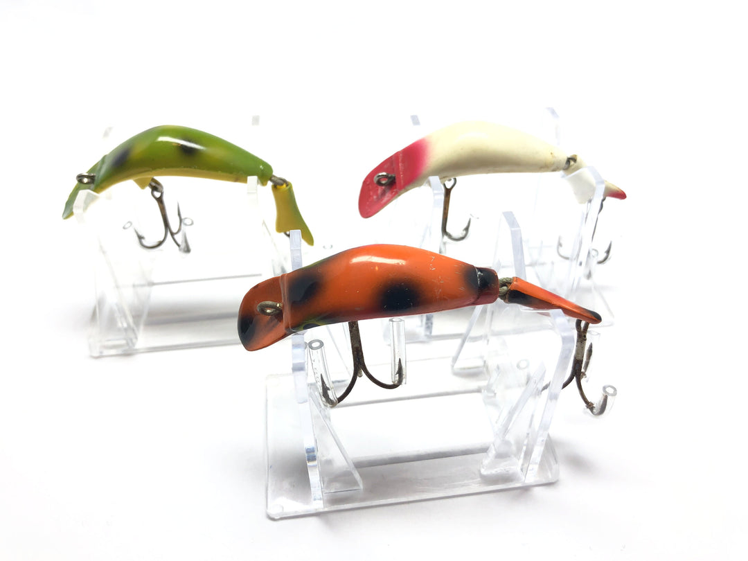 Lot of Three Brook's Baby Reefer Baits Orange White and Frog Colors