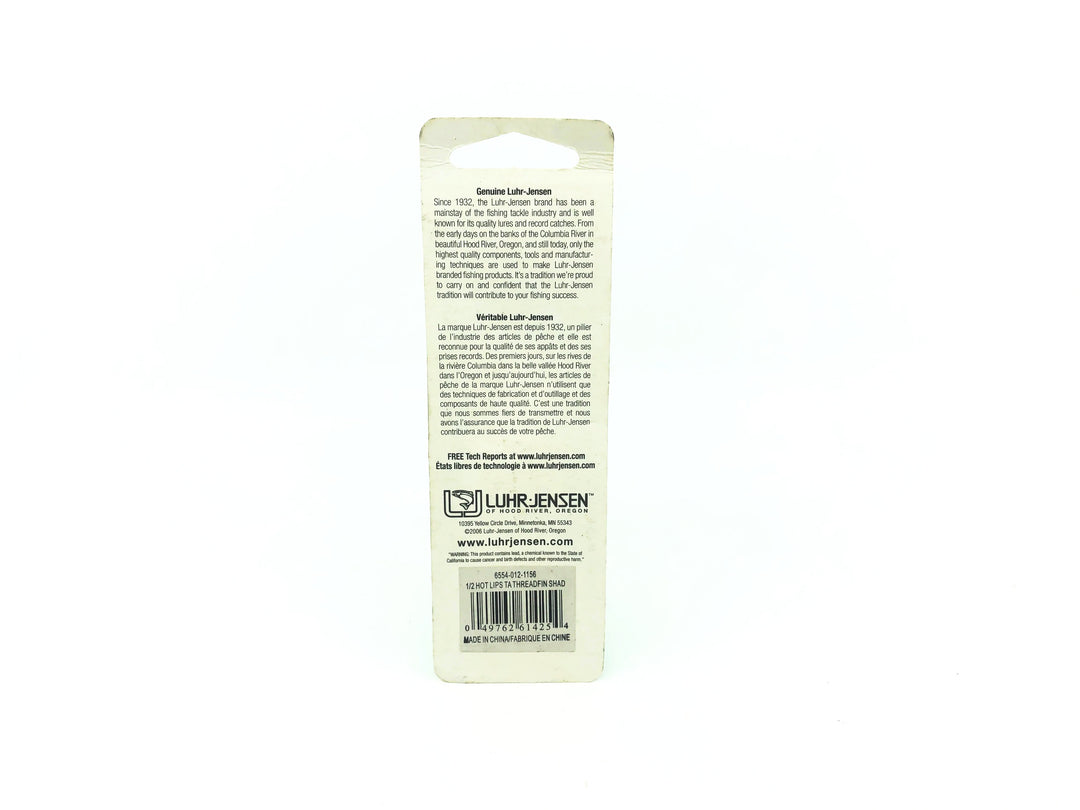 Luhr-Jensen Hot Lips, Threadfin Shad Color New on Card