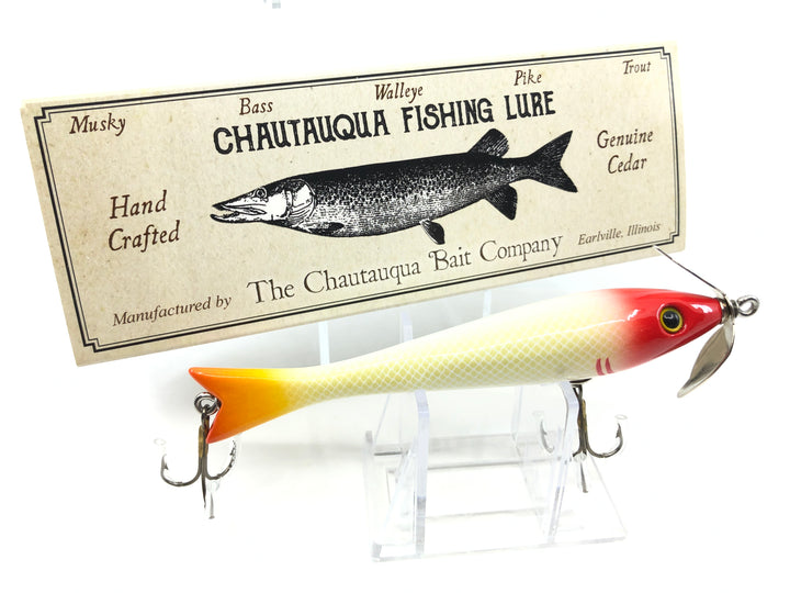 Chautauqua Custom Caster Topwater Minnow Red Head Orange Tail Color