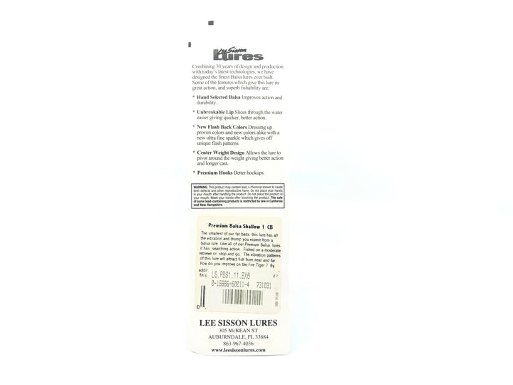 Lee Sisson Lure LS PBS1 #11 Fire Tiger New on Card