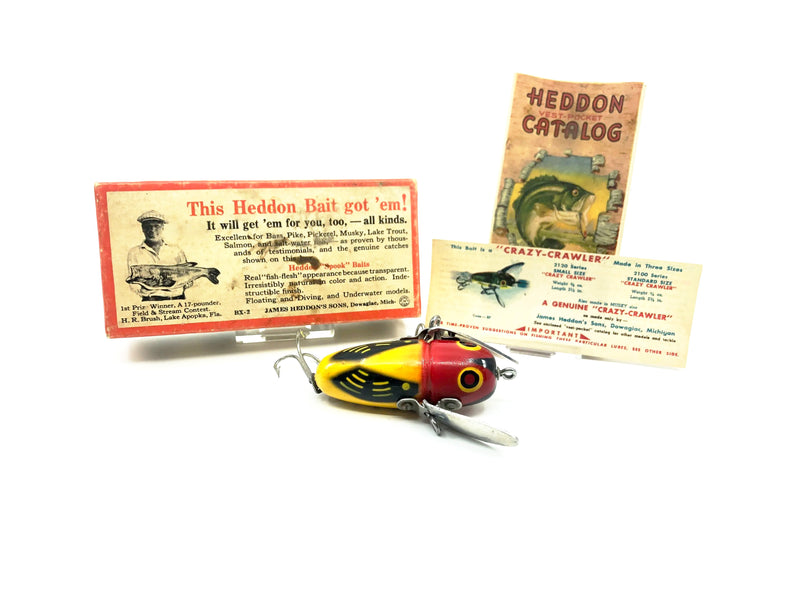 Heddon Crazy Crawler 2120, YRH Yellow Hornet Color with Brush Box