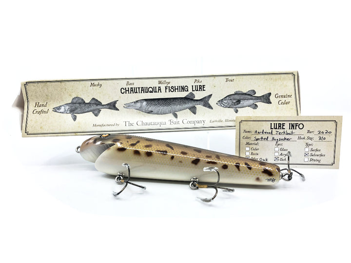 Chautauqua Hardwood Musky Jerkbait in Spotted Hogsucker Color