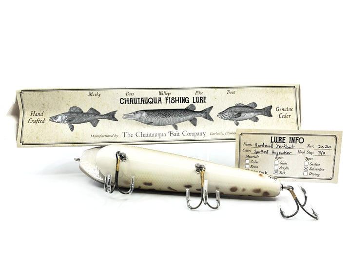 Chautauqua Hardwood Musky Jerkbait in Spotted Hogsucker Color