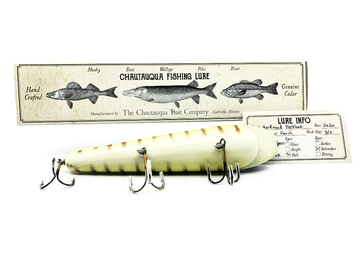 Chautauqua Hardwood Musky Jerkbait in Yellow Perch Color