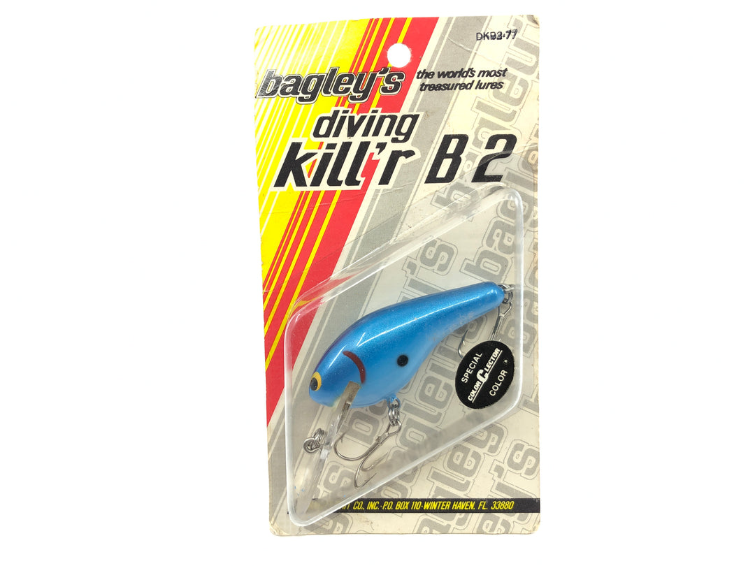 Bagley Diving Kill'r B2 DKB2-77 Blue on Blue Color New on Card Old Stock Florida Bait