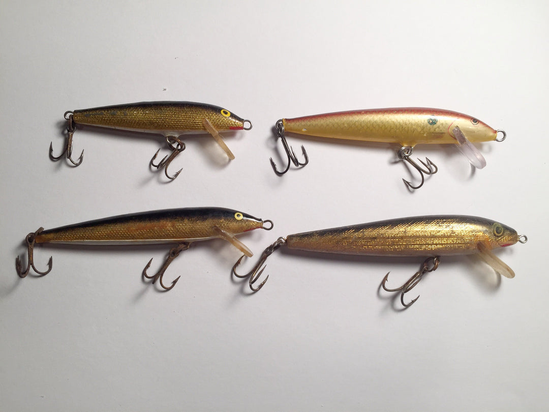 Lot of 4 Minnow Lures Rapala, Rebel, Other
