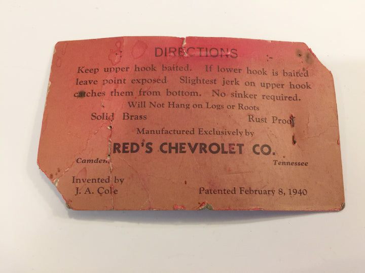 Red's Sure-Catch Fish Hook on Original Card