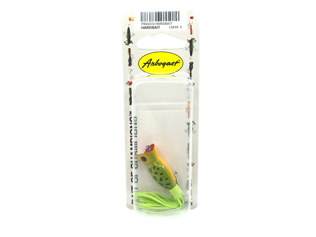 Arbogast Flyrod Hula Popper Frog Yellow Belly New on Card Old Stock