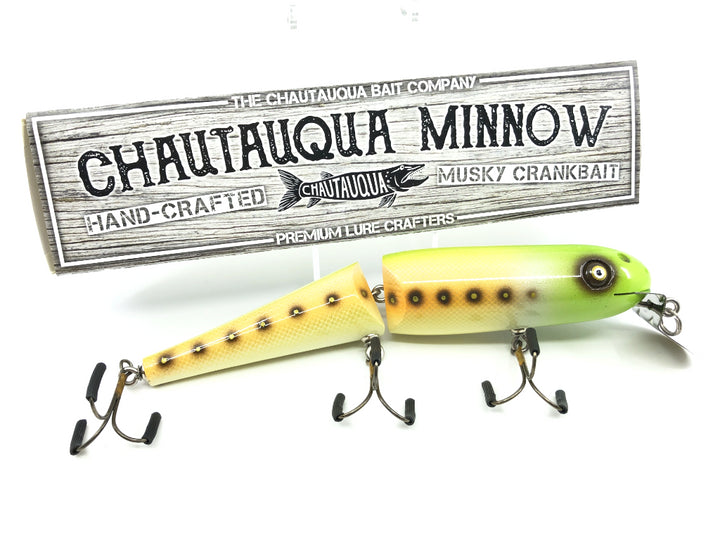 Jointed Chautauqua 8" Minnow Musky Lure Special Order Color "Green Apple Seeds"
