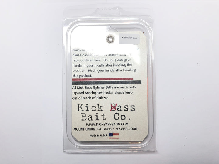 Kick Bass Bait Co 3/8 oz Spinnerbait in WL Pumpkin Spice Color