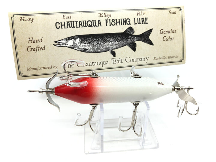 Chautauqua Special Order Wooden 5 Hook Minnow in Red Head White Scale Color
